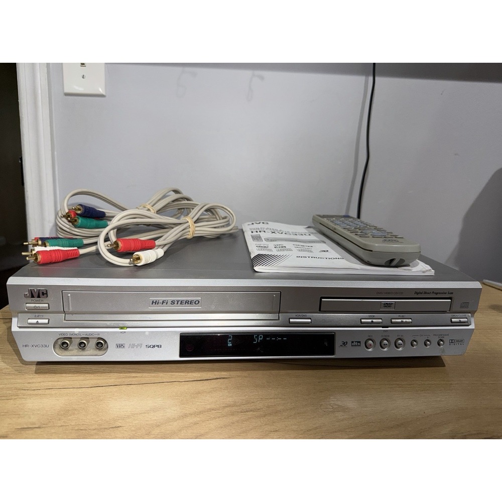 JVC HR-XVC33U DVD/VCR Combo Player VHS Hi-Fi Tested Working W/Working Remote